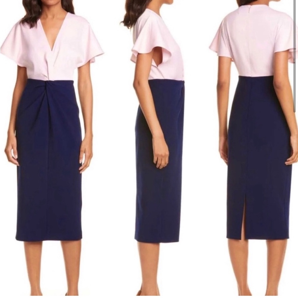 Ted Baker Ellame Dress Pink Navy Size 5